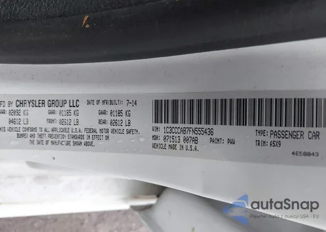 2015 Chrysler 200 Limited from USA, damaged, VIN 1C3CCCAB7FN555436